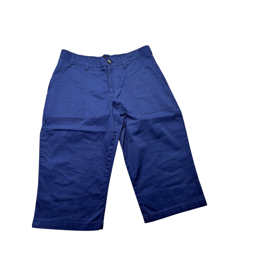 Lee Womens Blue Cropped Utility Wide Leg Pants Sz 12M Cotton Stretch Capris #K40